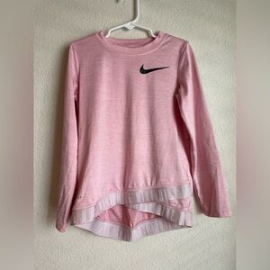 Nike Dri Fit Kids Pink Criss Cross Front Long Sleeve Tee size S 6/6X